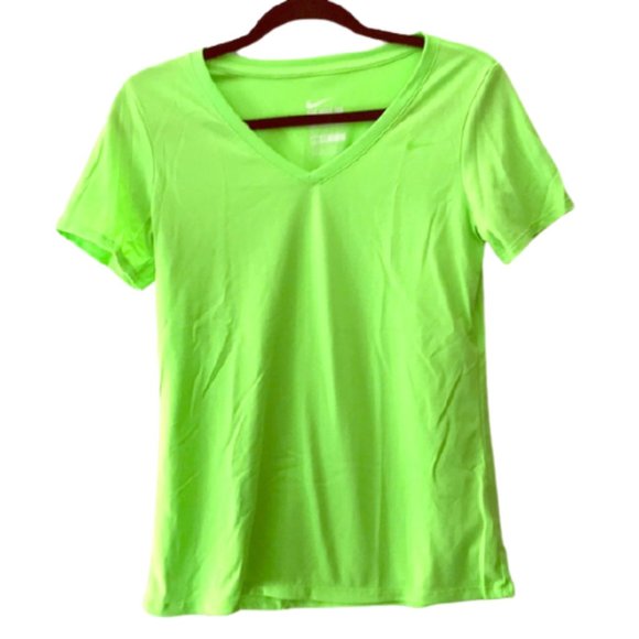 Nike Tops - Nike Womens V Neck Lime Green Dri-Fit T Shirt